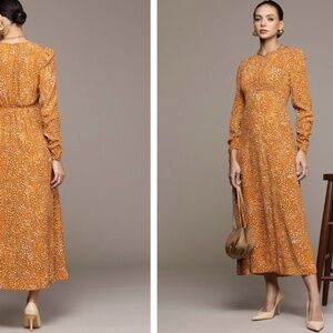 Mango orange print dress with polka dots